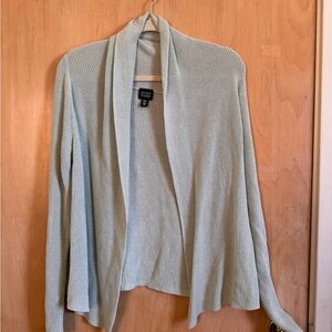 Eileen Fisher Sage Green Open-Front Ribbed Cardigan